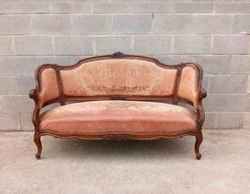 Tresillo antiguo estilo Luis XV. Sofá antiguo + 2 Sillones antiguos + 4 Sillas antiguas Isabelino Barroco. - Imagen 3