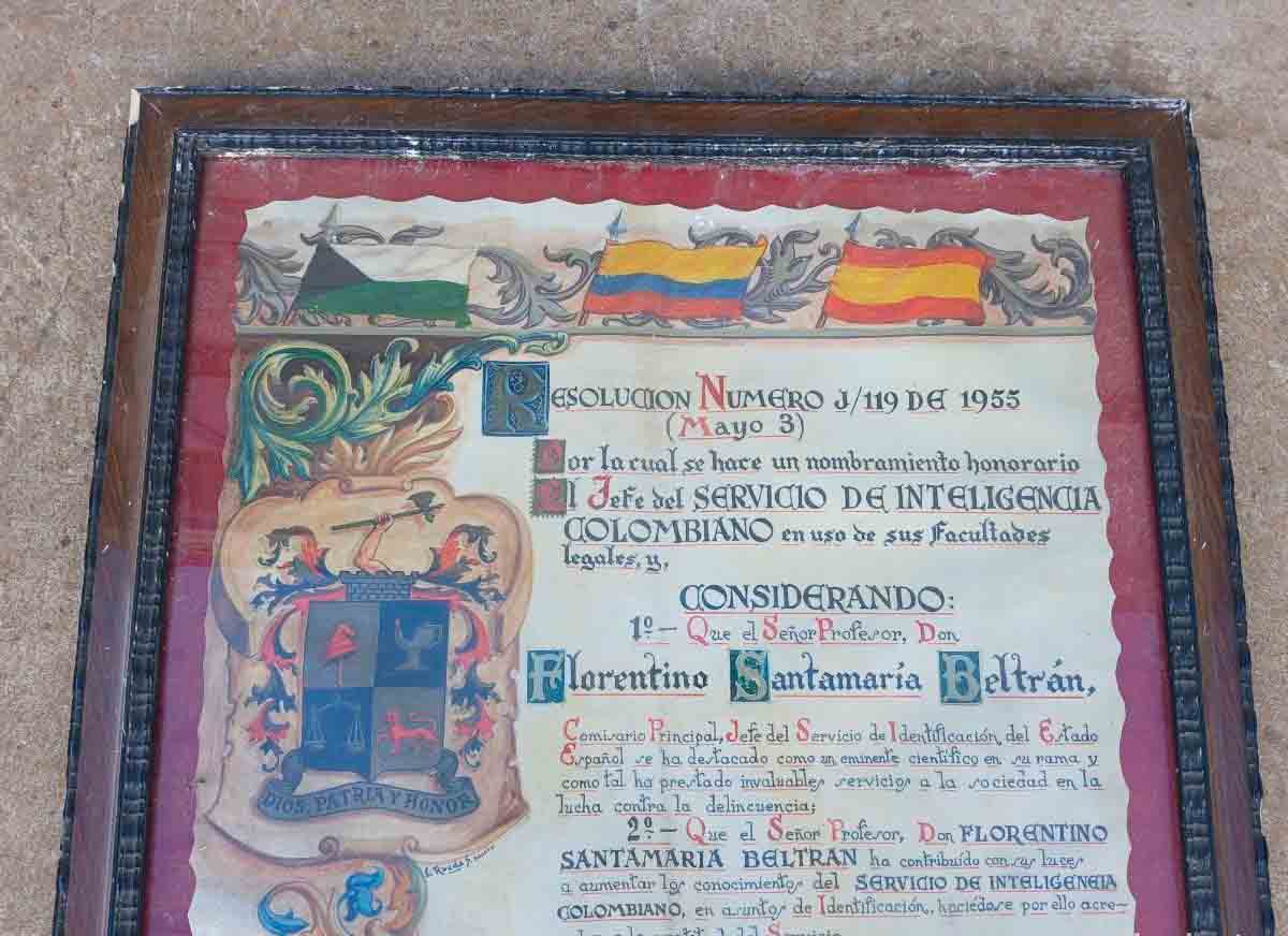 Cuadro Servicio inteligencia colombiano año 1955 Colombia Dios Patria y Honor. - Imagen 2