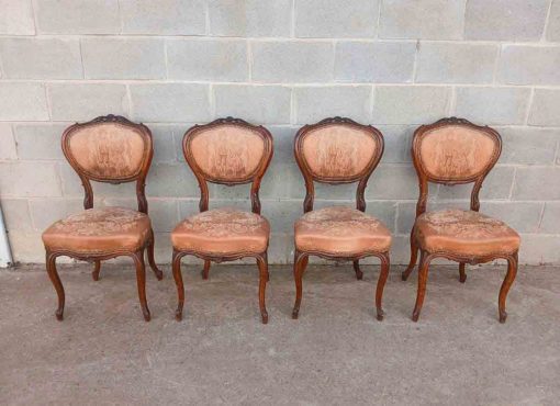 4 Cuatro Sillas antiguas estilo Luis XV. Sillas antiguas estilo Isabelino Barroco. Silla antigua. - Imagen 2