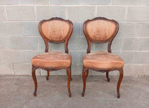 4 Cuatro Sillas antiguas estilo Luis XV. Sillas antiguas estilo Isabelino Barroco. Silla antigua. - Imagen 4