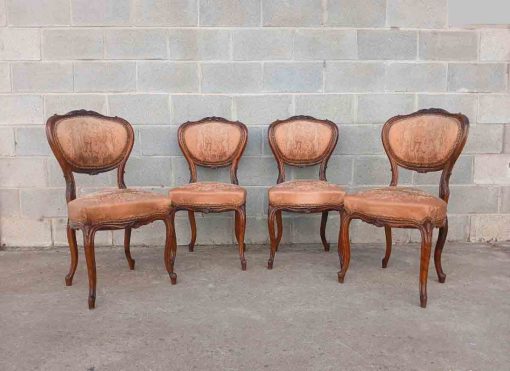 4 Cuatro Sillas antiguas estilo Luis XV. Sillas antiguas estilo Isabelino Barroco. Silla antigua.