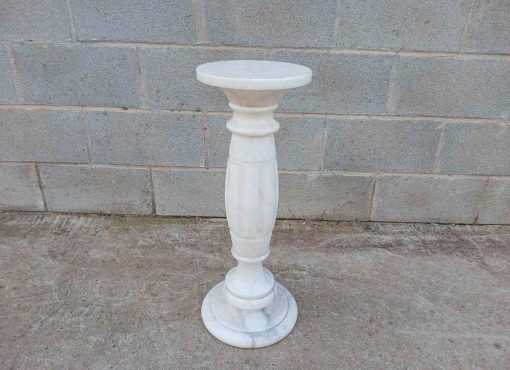 Columna de mármol blanco antigua (63 cm). Mueble Columna Pedestal Pie antiguo.