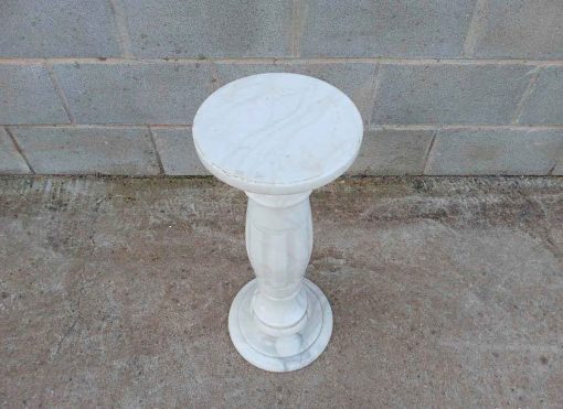Columna de mármol blanco antigua (63 cm). Mueble Columna Pedestal Pie antiguo. - Imagen 2
