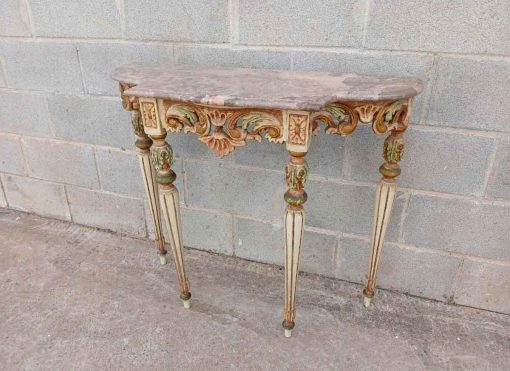 Consola antigua policromada estilo Luis XVI (88 cm). Mueble Consola antigua estilo inglés. - Imagen 3