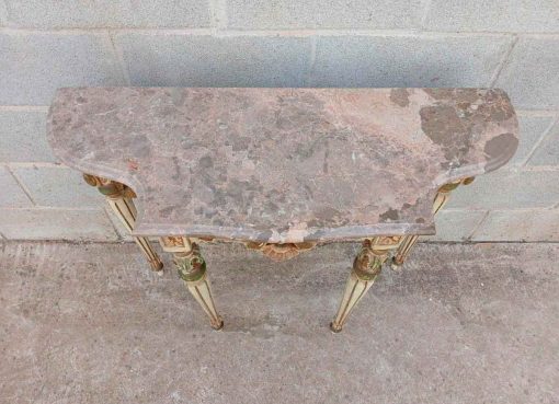 Consola antigua policromada estilo Luis XVI (88 cm). Mueble Consola antigua estilo inglés. - Imagen 4