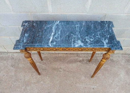 Consola antigua pan de oro estilo Luis XVI (91 cm). Mueble Consola antigua dorada estilo Neoclásico. - Imagen 3