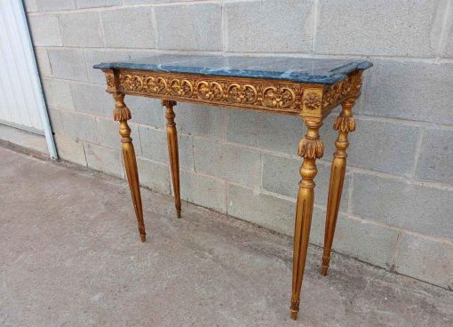 Consola antigua pan de oro estilo Luis XVI (91 cm). Mueble Consola antigua dorada estilo Neoclásico. - Imagen 2