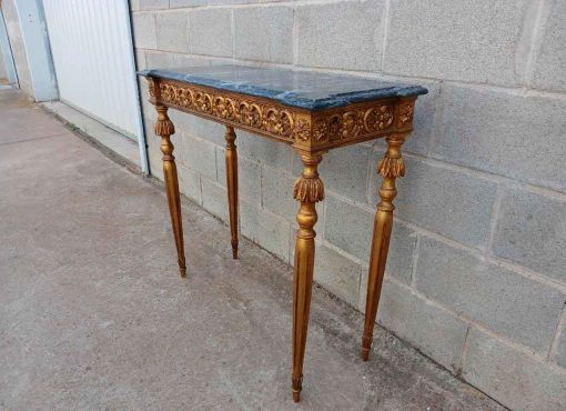 Consola antigua pan de oro estilo Luis XVI (91 cm). Mueble Consola antigua dorada estilo Neoclásico. - Imagen 4