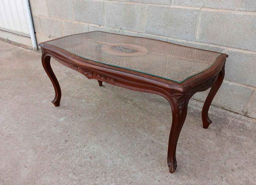 Mesa baja antigua centro de salón estilo Isabelino. Mesa auxiliar antigua estilo Luis XV. - Imagen 3