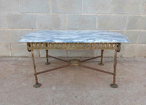 Mesa antigua bronce estilo Luis XVI. Mesa auxiliar antigua baja centro de salón estilo Neoclásico.
