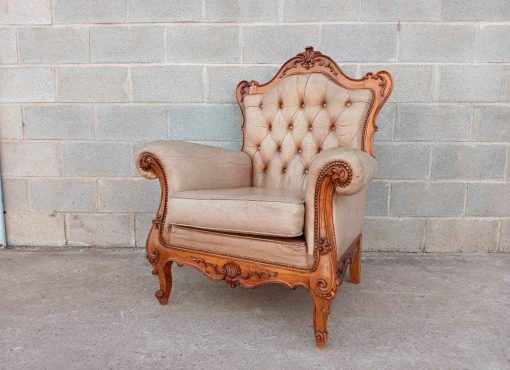 2 Dos Sillones antiguos estilo Luis XV cuero capitoné. Sillón antiguo Butacas estilo Barroco Rococó. - Imagen 2