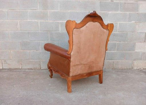 2 Dos Sillones antiguos estilo Luis XV cuero capitoné. Sillón antiguo Butacas estilo Barroco Rococó. - Imagen 9