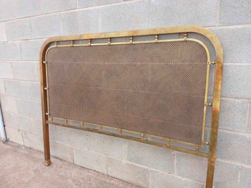 Cabecero antiguo diseño Mid Century 1960. Cama antigua vintage Cabecero rejilla bronce latón 150 cm. - Imagen 3