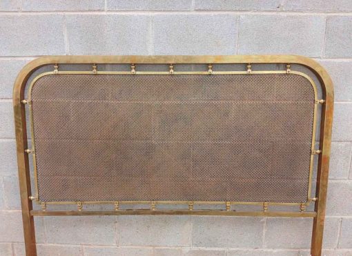 Cabecero antiguo diseño Mid Century 1960. Cama antigua vintage Cabecero rejilla bronce latón 150 cm. - Imagen 4