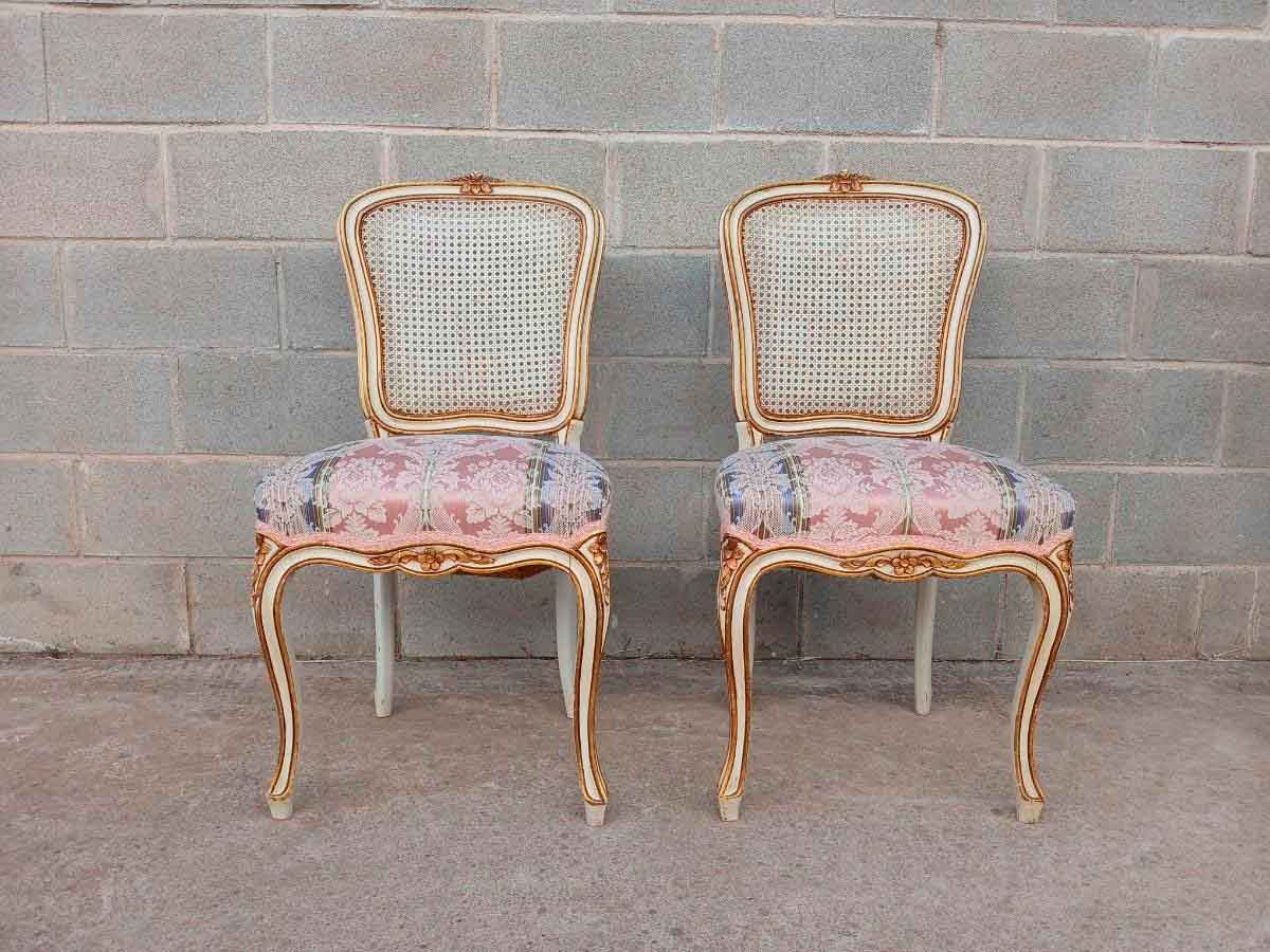 Mesa salón comedor antigua vintage estilo Luis XVI + 6 Seis Sillas antiguas estilo Luis XV francés. - Imagen 10