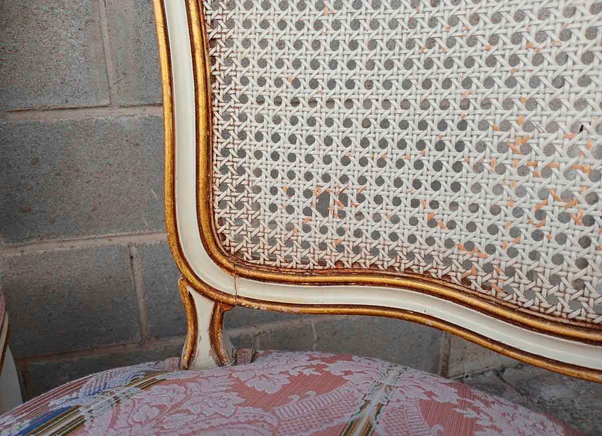 Mesa salón comedor antigua vintage estilo Luis XVI + 6 Seis Sillas antiguas estilo Luis XV francés. - Imagen 13