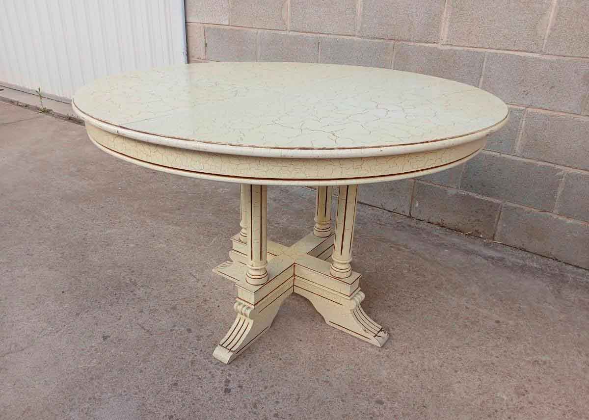 Mesa salón comedor antigua vintage estilo Luis XVI + 6 Seis Sillas antiguas estilo Luis XV francés. - Imagen 5