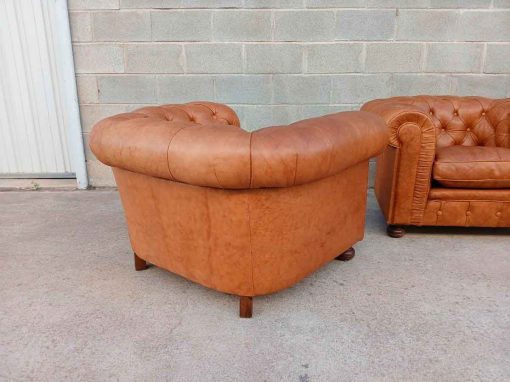 2 Dos Sillones antiguos Chéster cuero capitoné. Butaca antigua Sillón antiguo despacho Chesterfield. - Imagen 5