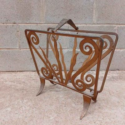 Revistero antiguo de diseño hierro forjado estilo Danés 1960. Mueble Auxiliar Vintage Mid Century.