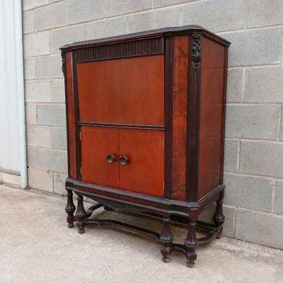 Mueble Bar Auxiliar antiguo estilo inglés Victoriano tipo Tocadiscos. Aparador antiguo vintage.