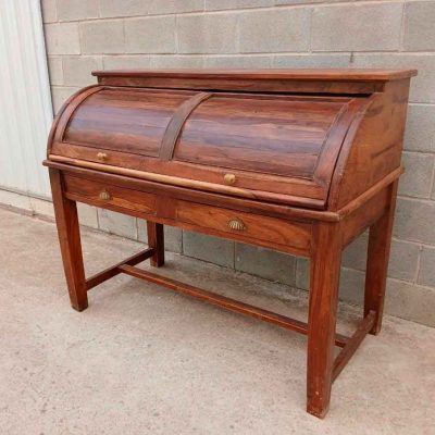 Escritorio cilindro antiguo estilo inglés Industrial (142 cm). Mueble Escritorio Secreter Bureau Buró.