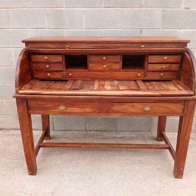 Escritorio cilindro antiguo estilo Industrial (142 cm). Mueble Escritorio Tambor Bureau Buró antiguo.
