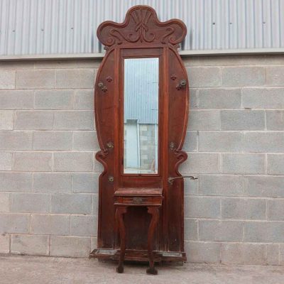 Mueble Entrada Perchero Recibidor antiguo estilo Modernista. Gran Espejo estilo Art Nouveau.