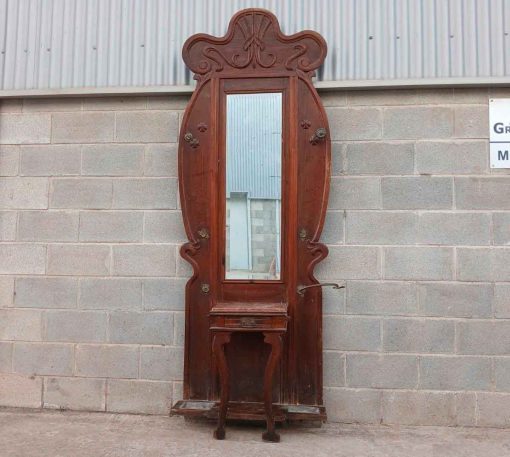Mueble Entrada Perchero Recibidor antiguo estilo Modernista. Gran Espejo estilo Art Nouveau.