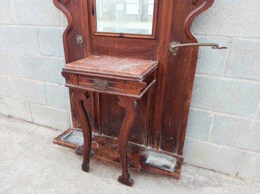 Mueble Entrada Perchero Recibidor antiguo estilo Modernista. Gran Espejo estilo Art Nouveau. - Imagen 3