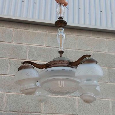 Lámpara antigua estilo Modernista cristal. Lámpara de techo antigua, Lámpara de araña.
