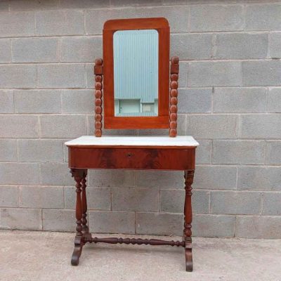 Mueble Tocador antiguo estilo inglés Victoriano. Mueble Consola Lavabo antiguo con Espejo Alfonsino.