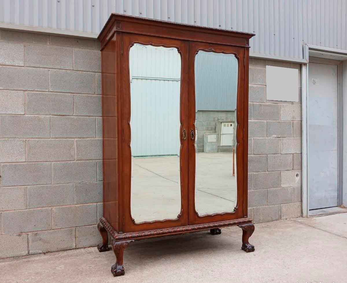 Armario antiguo estilo inglés Chippendale. Mueble Armario Ropero con Espejo estilo Victoriano. - Imagen 6