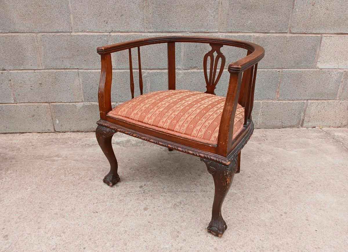 2 Dos Sillas antiguas estilo inglés Chippendale / Art Decó. Silla Descalzadora antigua. - Imagen 2