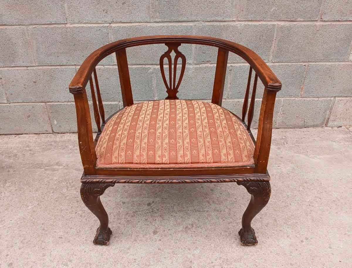 2 Dos Sillas antiguas estilo inglés Chippendale / Art Decó. Silla Descalzadora antigua. - Imagen 3