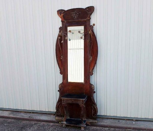 Mueble Entrada Perchero Recibidor antiguo estilo Modernista. Gran Espejo estilo Art Nouveau. - Imagen 2