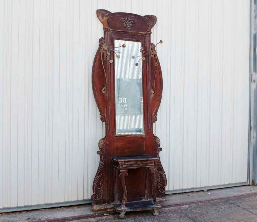 Mueble Entrada Perchero Recibidor antiguo estilo Modernista. Gran Espejo estilo Art Nouveau.