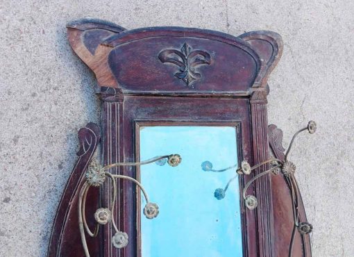 Mueble Entrada Perchero Recibidor antiguo estilo Modernista. Gran Espejo estilo Art Nouveau. - Imagen 3