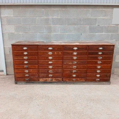 Mueble Aparador antiguo Farmacia 32 cajones 235 cm. Auxiliar Cajonera antigua estilo Industrial.