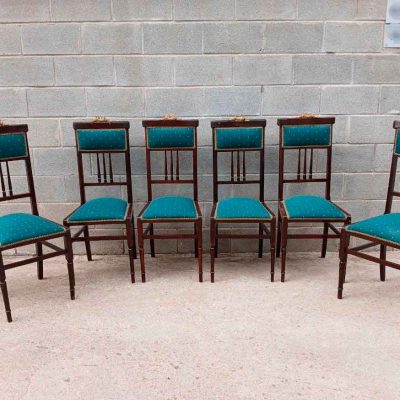 6 Seis Sillas antiguas estilo Art Decó. Sillas antiguas estilo Modernista. Silla antigua vintage.