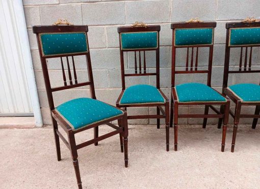 6 Seis Sillas antiguas estilo Art Decó. Sillas antiguas estilo Modernista. Silla antigua vintage. - Imagen 3