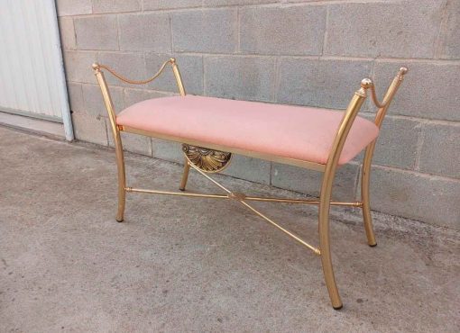 Banqueta Silla Descalzadora bronce antigua vintage estilo inglés. Pequeño Banco antiguo.