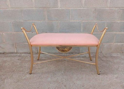 Banqueta Silla Descalzadora bronce antigua vintage estilo inglés. Pequeño Banco antiguo. - Imagen 2
