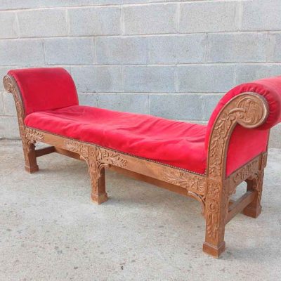 Banco sillón antiguo estilo imperio 155 cm. Banqueta Silla descalzadora antigua estilo inglés.