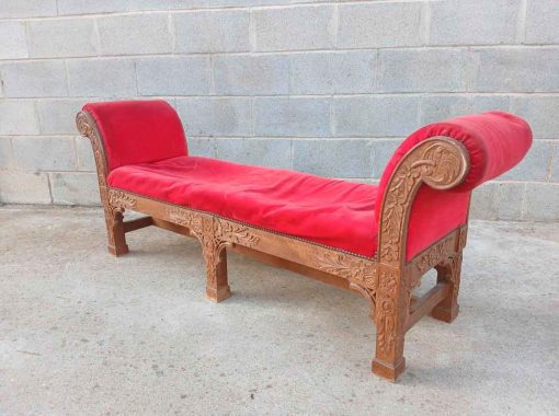 Banco sillón antiguo estilo imperio 155 cm. Banqueta Silla descalzadora antigua estilo inglés.