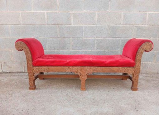 Banco sillón antiguo estilo imperio 155 cm. Banqueta Silla descalzadora antigua estilo inglés. - Imagen 2