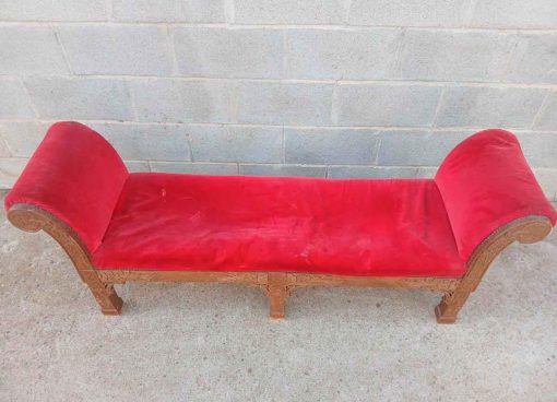 Banco sillón antiguo estilo imperio 155 cm. Banqueta Silla descalzadora antigua estilo inglés. - Imagen 3