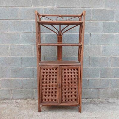 Estantería Librería antigua vintage Tailandesa. Mueble Auxiliar Librero Mid Century mimbre bambú.