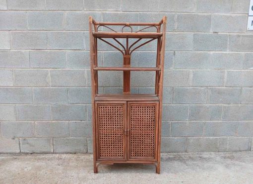 Estantería Librería antigua vintage Tailandesa. Mueble Auxiliar Librero Mid Century mimbre bambú.