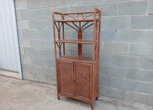 Estantería Librería antigua vintage Tailandesa. Mueble Auxiliar Librero Mid Century mimbre bambú. - Imagen 2