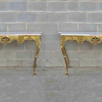 Consola antigua estilo Luis XV bronce 150cm. Gran consola antigua vintage dorada metal estilo barroco.